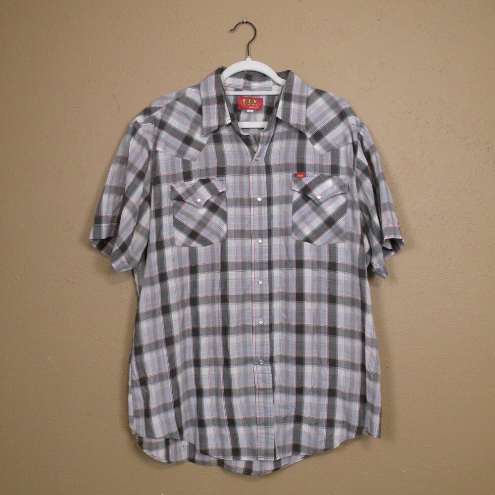 Ely Plains Western Cowboy Rodeo Shirt Pearl Snaps XL Short Sleeves
